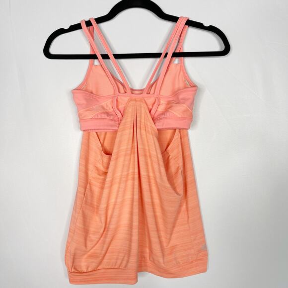 Athleta XSmall Coral Orange Spacedye Strappy Built In Bra Tank Top Yoga Workout - Picture 2 of 7